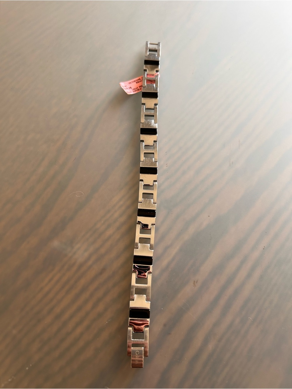 Polished Silver-Tone Men's H Link Bracelet